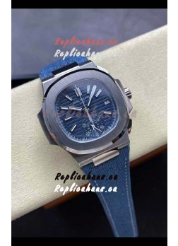 Patek Philippe Nautilus 5980/60G-001 904L Steel Case in Blue Dial Fabric Strap - 1:1 Mirror Replica