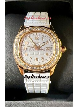Patek Philippe Superclone Aquanaut 5072R Mossanites Paved Watch in Rose Gold Casing