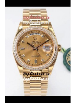 Rolex Day Date Presidential 18K Yellow Gold Watch 36MM - Gold Dial 1:1 Mirror Quality