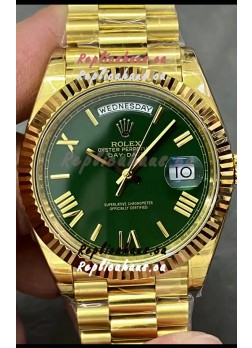 Rolex Day Date Presidential 18K Yellow Gold Watch 40MM - Green Dial 1:1 Mirror Quality