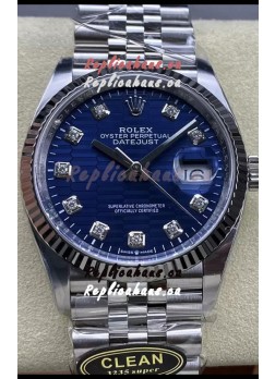 Rolex Datejust Cal.3235 Movement 1:1 Mirror Replica 904L Steel 36MM - Blue Fluted Motif Dial