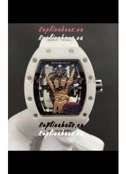 Richard Mille RM66 Flying Genuine Tourbillon White Ceramic White Strap Superclone Replica Watch 