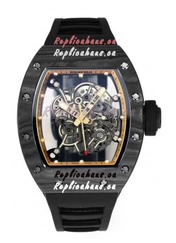 Richard Mille RM055 Black Carbon Casing Black Rubber 1:1 Superclone Genuine Tourbillon Watch 