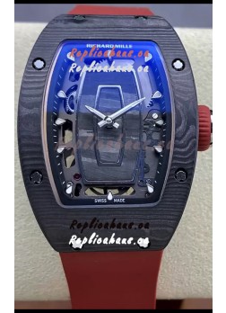 Richard Mille RM07 Black Carbon Casing Red Strap 1:1 Superclone Swiss Replica Watch 