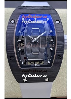 Richard Mille RM07 Black Carbon Casing White Strap 1:1 Superclone Swiss Replica Watch 