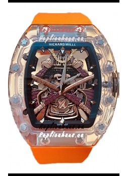 Richard Mille RM047 Samurai Genuine Tourbillon Watch in Orange Strao Sapphires Casing