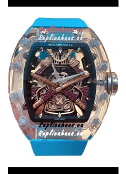 Richard Mille RM047 Samurai Genuine Tourbillon Watch in Sapphires Casing Blue Strap