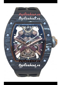 Richard Mille RM047 Samurai Genuine Tourbillon Watch in Carbon Casing Black Strap