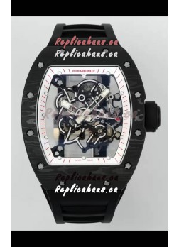Richard Mille RM055 Black Carbon Casing Black Rubber 1:1 Superclone Genuine Tourbillon Watch 