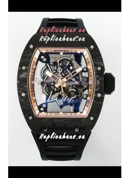 Richard Mille RM055 Black Carbon Casing Gold Rims 1:1 Superclone Genuine Tourbillon Watch 