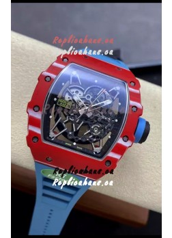 Richard Mille RM35-02 Rafael Nadal Carbon Blue Strap with Genuine Tourbillon Super Clone Watch