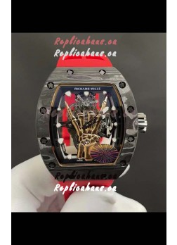 Richard Mille RM66 Flying Genuine Tourbillon Black Carbon Red Strap Superclone Replica Watch 
