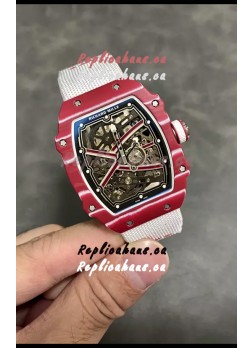 Richard Mille Super Clone RM67-02 Mutaz Barshim Red Carbon TPT 37 Grams Watch White Strap