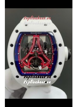 Richard Mille RM52-03 Paris Saint-Germain Tourbillon White Ceramic Swiss Replica Watch 