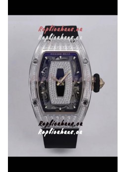 Richard Mille Super Clone RM07-01 Diamonds Paved 904L Steel Casing Automatic Replica Watch