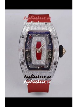 Richard Mille Super Clone RM07-01 Diamonds Paved 904L Steel Casing Automatic Replica Watch