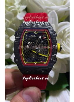 Richard Mille Super Clone RM67-02 Alexander Zverev Black Carbon TPT 37 Grams Watch Red Strap