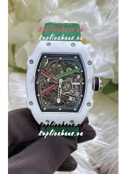 Richard Mille Super Clone RM67-02 White Quartz TPT 37 Grams Watch Green Strap