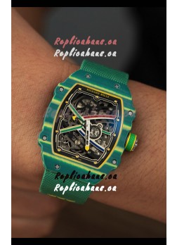 Richard Mille Super Clone RM67-02 Wayde Van Niekerk Green Carbon TPT 37 Grams Watch Green Strap