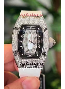 Richard Mille RM007 Diamonds Paved Black Dial 904L Steel Superclone Swiss Watch