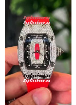 Richard Mille RM007 Diamonds Paved Black Dial 904L Steel Superclone Swiss Watch