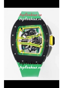 Richard Mille Super Clone RM61-01 Black Ceramic Green Strap Swiss Replica Watch