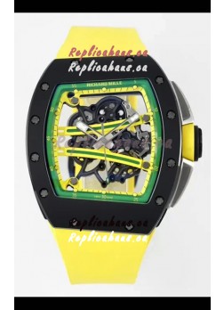 Richard Mille Super Clone RM61-01 Black Ceramic Yellow Strap Swiss Replica Watch