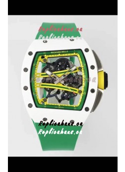Richard Mille Super Clone RM61-01 White Ceramic Green Strap Swiss Replica Watch
