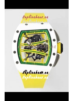 Richard Mille Super Clone RM61-01 White Ceramic Yellow Strap Swiss Replica Watch