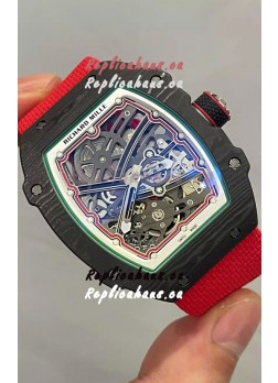Richard Mille Super Clone RM67-02 Black Carbon TPT 37 Grams Watch Red Strap