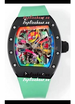 Richard Mille Super Clone RM68-01 Black Ceramic Casing Green Strap Tourbillon Swiss Replica