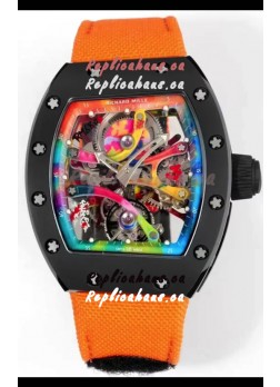 Richard Mille Super Clone RM68-01 Black Ceramic Casing Nylon Strap Tourbillon Swiss Replica
