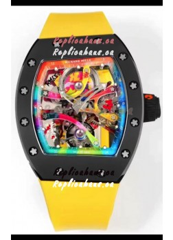 Richard Mille Super Clone RM68-01 Black Ceramic Casing Yellow Strap Tourbillon Swiss Replica