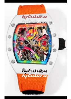 Richard Mille Super Clone RM68-01 White Ceramic Casing Nylon Strap Tourbillon Swiss Replica