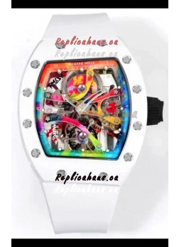 Richard Mille Super Clone RM68-01 White Ceramic Casing White Strap Tourbillon Swiss Replica