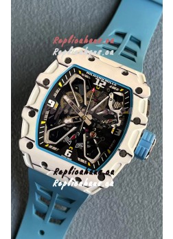 Richard Mille RM35-03 Rafael Nadal Edition White Carbon Fiber Casing 1:1 Mirror Replica Watch in Blue Strap