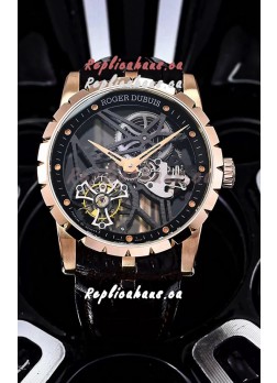 Roger Dubuis Excalibur Spider Flying Tourbillon Skeleton Rose Gold Casing 42MM 1:1 Mirror Swiss Watch