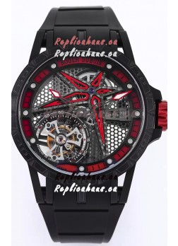 Roger Dubuis Excalibur Spider Pirelli Edition DLC Coated Titanium 1:1 Genuine Tourbillon Replica Watch 