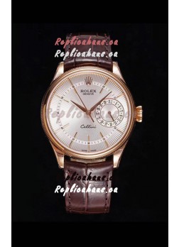 Rolex Cellini Date Ref#50515 Replica 1:1 Mirror Rose Gold 904L Steel Watch White Dial
