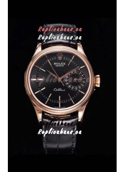 Rolex Cellini Date Ref#50515 Replica 1:1 Mirror Rose Gold 904L Steel Watch Brown Dial