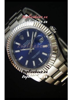 Rolex Datejust Japanese Replica Watch - Blue Dial in 41MM with Oyster Strap