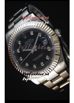 Rolex Datejust Japanese Replica Watch - Black Dial in 41MM with Oyster Strap