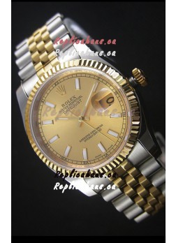 Rolex Datejust Replica Japanese Watch -  Two Tone Plating with Gold Dial in 36MM Casing