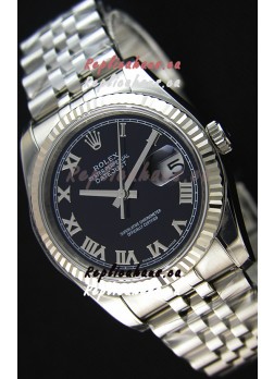 Rolex Datejust Japanese Replica Watch - Black Dial in 36MM with Jubilee Strap