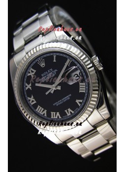 Rolex Datejust Japanese Replica Watch - Black Dial in 36MM with Oyster Strap