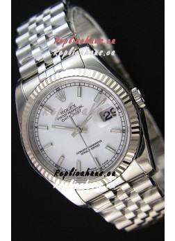 Rolex Datejust Japanese Replica Watch - White Dial in 36MM with Jubilee Strap