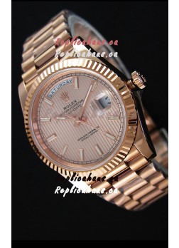 Rolex Day Date Japanese Replica Watch - Rose Gold Casing in Gold Dial 40MM