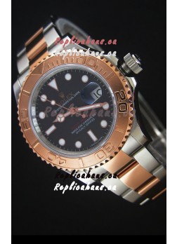 Rolex Yachtmaster Japanese Replica in Two Tone Rose Gold Casing Brown Dial - 40MM