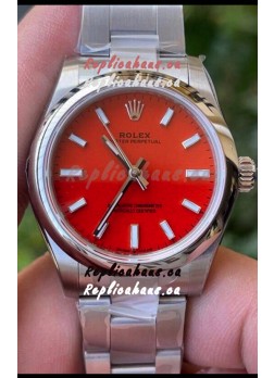 Rolex Oyster Perpetual REF#277200 31MM Swiss Movement Swiss Replica Red Dial 904L Steel 1:1 Mirror Replica Watch