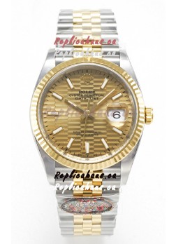 Rolex Super Clone Datejust ETA 3235 Movement 36MM Two Tone Yellow Gold Swiss Fluted Dial